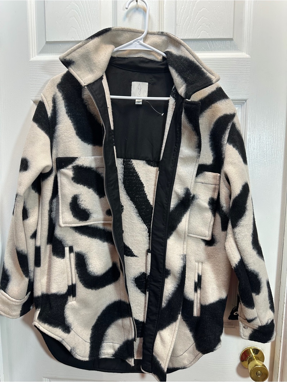 Joie Black and Cream Patterned Wool Jacket
